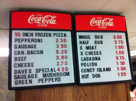 Take-Home/frozen prices