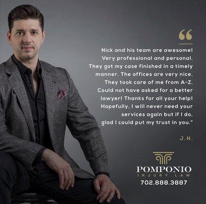 Nick Pompoinio, Pomponio Injury Law