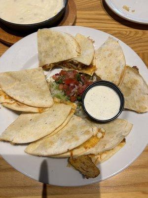 Chicken Bacon Ranch Quesadillas & White Skillet Queso