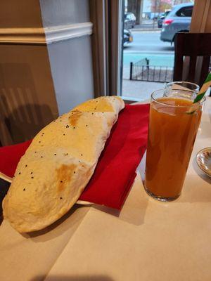 Apricot juice and bread