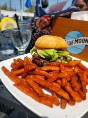 Malibu Burger with Sweet Potato Fries