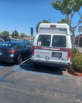 Illegal to park on blue hashmarks