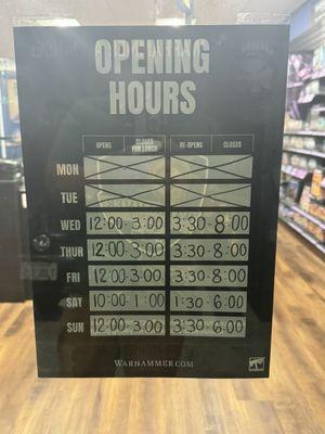 Hours listed everywhere.