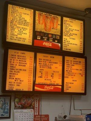 Regular menu