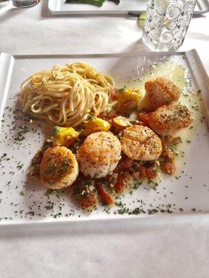 Scallops with linguine