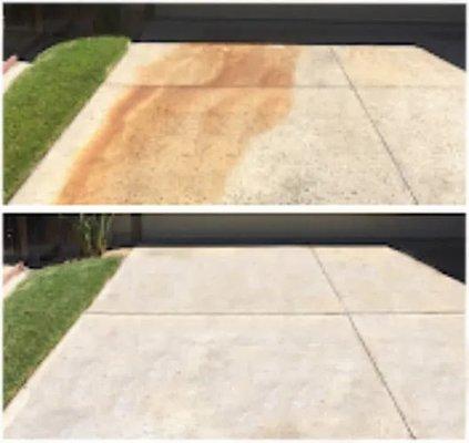 Rust stains are terrible on the driveway - We can remove them like this Clean Driveway after a visit | Zen Clean Pressure Washing Seattle