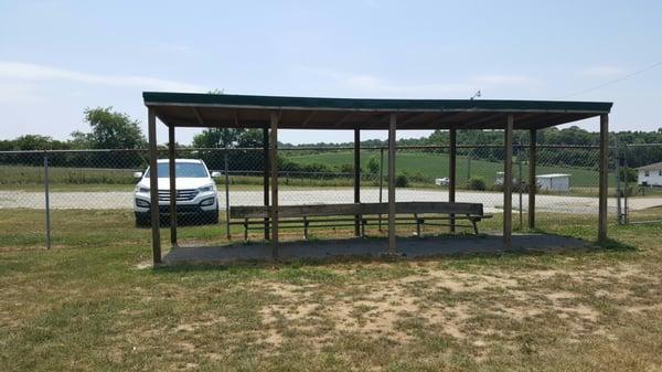 The old benches and bleachers are still there and make perfect sitting areas!