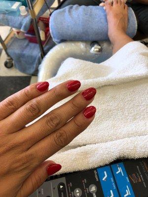 Mani with Shellac done. Getting pedi now.