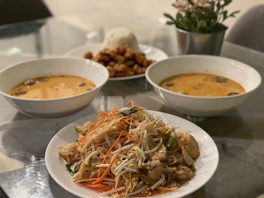 Orange chicken and Tom Kha Noodle Soup