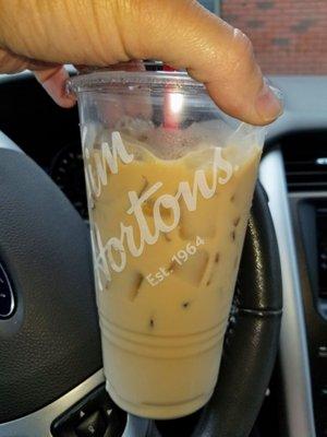 Vanilla iced latte. Not full, not vanilla, not stirred well, not good.