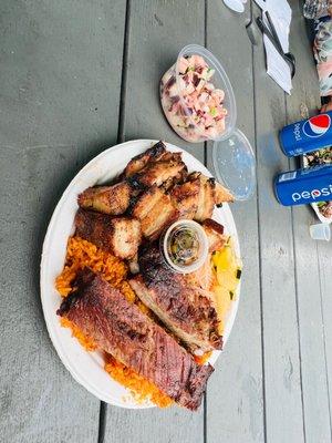 Three meat fiesta plate