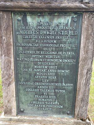 Timothy Dwight, 8th Pres. of Yale College from. 1795-1817. Called the Pope of New Haven, his Grandfather was Johnathan Edwards.