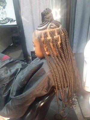 Up down style with knotless braids for for kids $150 and for adults $180+ depends on length/size