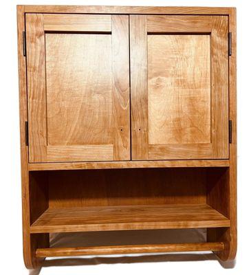 Hanging Wood Bath Medicine Cabinet Made From Solid Cherry Hardwood