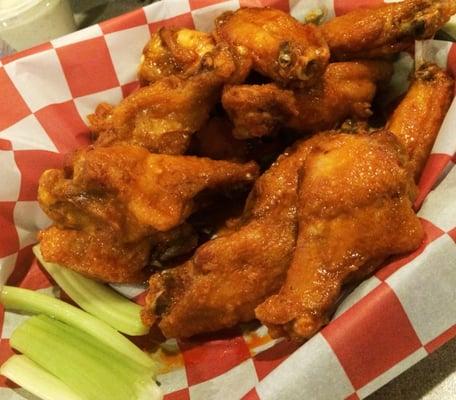 The wings.. Pretty good, choice of ranch or blue cheese..