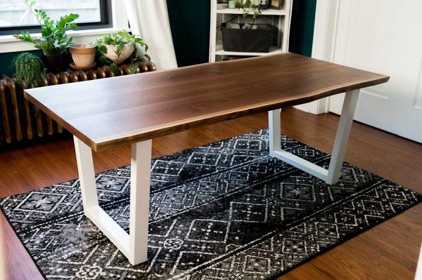 "Black and White" Live edge black walnut dining table