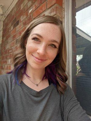 I got peekaboo highlights in purple, pink, and blue.