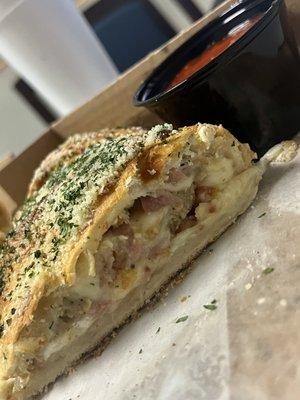 Lunch Calzone ~ Meatballs,sausage,bacon and ham