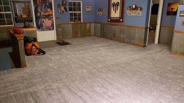 Carpets installed and the cleanup job they did. We did go. Back over the edges with our shop vac.