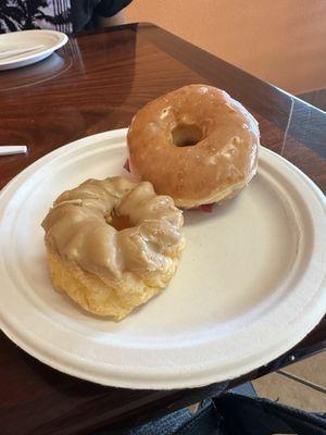 Cruller & raspberry jam donut