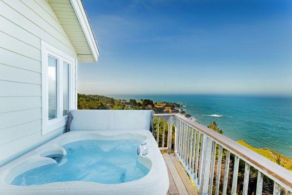 Hot tub with an oceanview at the unit " Spectacular Oceanview" in Shelter Cove, CA