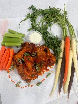 Wings with carrots &celery