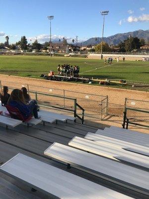 Varsity soccer huddle time