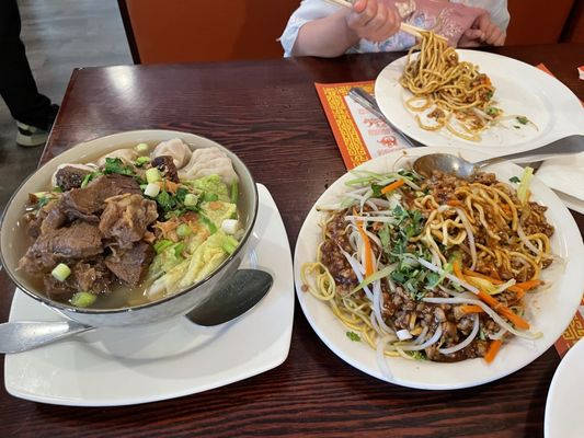 Beef stew noodles and Peking noodles