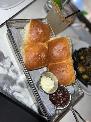 Yeast Rolls with strawberry jalapeño jam