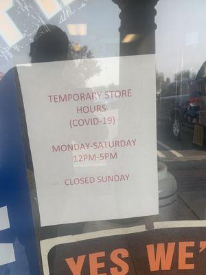 Temporary store hours