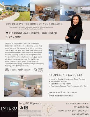 Stunning and move-in ready for a home buyer like you! Call for more information at 710 Ridgemark Drive.