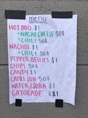 10/12/2018 - Rosemead High (snack bar prices)