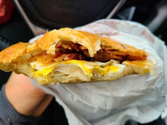 Bacon and egg croissant with tons of bacon! Yummmm