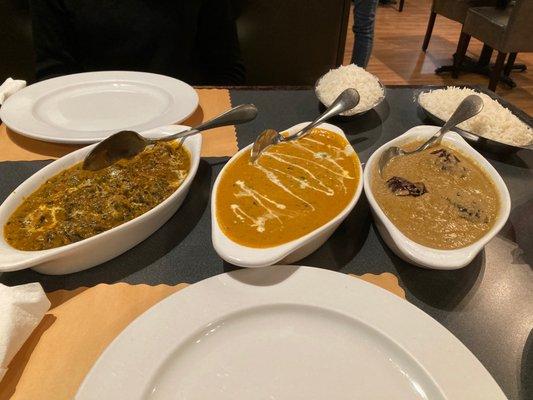 Chicken Saag, Chicken Tikka, Guthi Vankaya