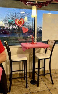 Decorated tables for Valentine's Day