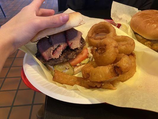 Brisket burger & Small Onion Rings-6 Count