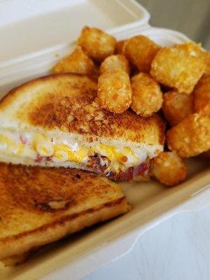 One of our many popular SPECIALS is our bacon, macaroni & cheese grilled sandwich.