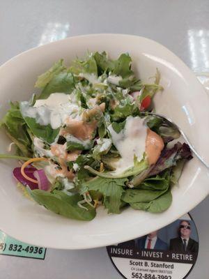 Dinner salad - slightly mixed with Ranch & Thousand Island 11-12-23