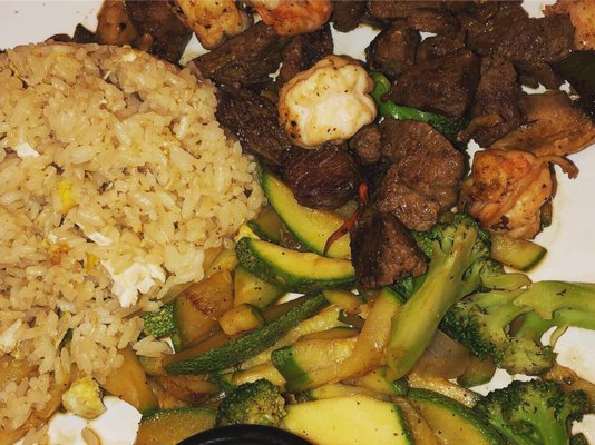 Hibachi steak and shrimp combination plate