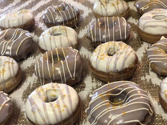 Chocolate Covered Doughnuts with Edible Gold