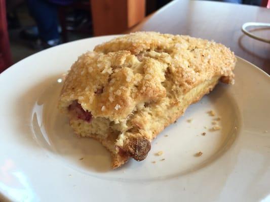 White chocolate raspberry scone (after a bite was taken!)