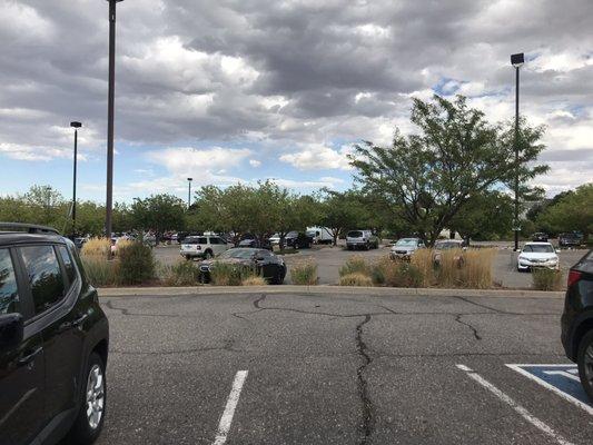 The parking lot by the main entrance