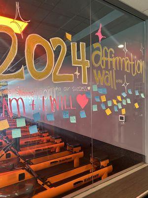 Affirmation wall with our goals