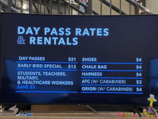 TV screen with prices