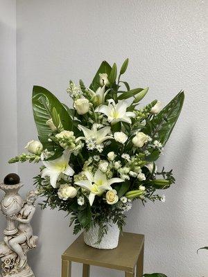 All White funeral Arrangement