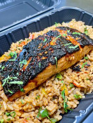 Blackened Salmon Fried Rice