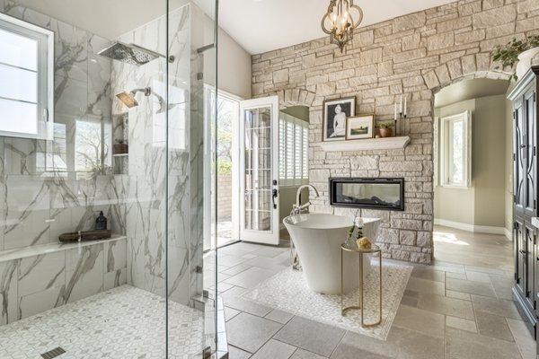 This recent design shoot highlights both the overall aesthetic and thoughtfully crafted details in this gorgeous bath remodel.