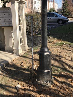 Outside light poles repair