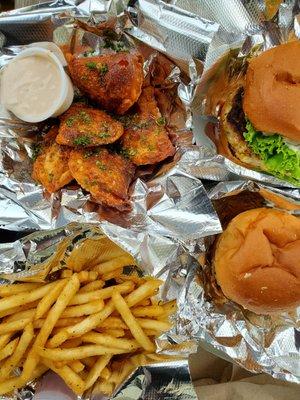 Fried Perogies, Fries and Fish Sandwiches