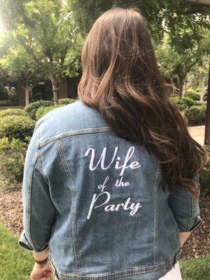 This was a perfect bridal shower gift and my daughter is thrilled! Her wedding date is embroidered on the jacket cuff!